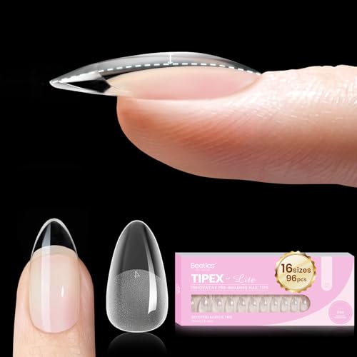 Beetles Tipex Lite Instant Apex Nail Tips Short Almond No Builder Gel Needed 16 Sizes 00-14 for DIY Salon-look Extensions