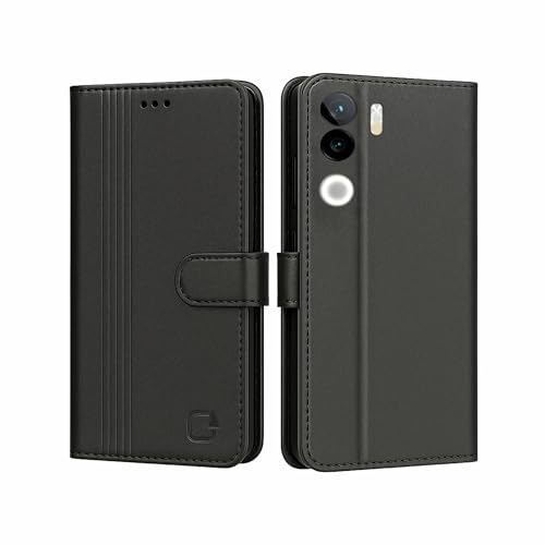 Image of AIBEX Shock Proof Flip Compatible for iQOO Z9s 5G / Vivo V40E 5G Flip Cover Leather Finish | Inside TPU with Card Pockets | Wallet Stand | Complete Protection Flip Case - Black