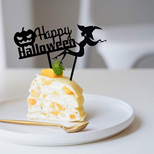 UPKOCH Palhetas de topo de cupcake de Halloween: 6 peças abóbora morcego bruxa bolo feliz palitos de