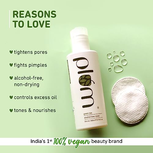 Plum Face Toner For Acne-Prone Skin With Green Tea, Glycolic Acid & Glycerin, Soothing, Skin Balancing, Sebum Control, Removes Dead Skin Cells, Anti-Inflammatory, Paraben & Alcohol Free,6.76 Fl Oz #TOP1