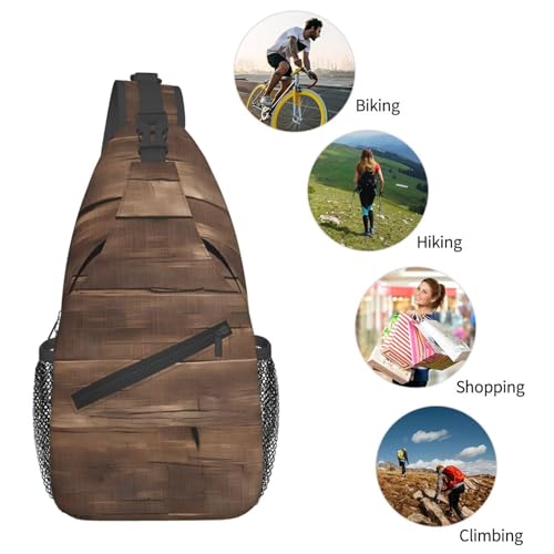 Mochila tipo bandolera negra de poliéster para senderismo y viajes miniatura 6