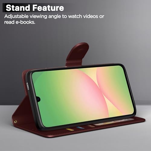 Image of Pikkme Flip Cover for Samsung Galaxy M17 5G / A17 5G / F17 5G Leather Finish | Inside TPU with Card Pockets | Wallet Stand and Shock Proof | Complete Protection Flip Case(Brown)