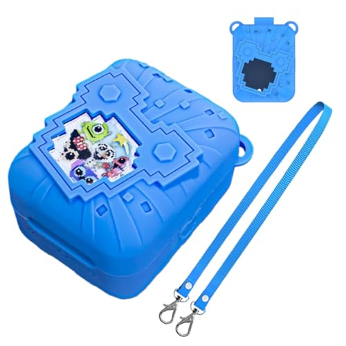 Silicone Cover Case for Bitzee Dissinney Interactive Toy Digital Pet, Protective Case for Virtual Electronic Pets with Lanyard (Blue-A)
