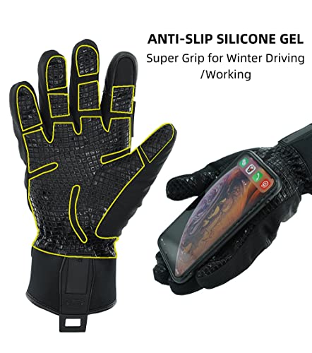 Seibertron S.c.w.g 2.0 Waterproof Winter Men Women -4℉ Cold Proof Touchscreen Anti Slip Silicon Palm 3M Thinsulate Thermal Gloves For Driving Cycling Motorcycle In Cold Weather Warmest Gifts Black L #TOP7