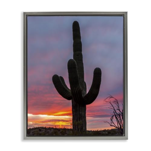 'Looming Desert Cactus Silhouette'| Floating Frame Canvas Art