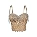 Fashionable Tassel Pendant Fishbone Bra Tops with Rhinestone Chain Decoration Camisole Shiny Diamond Spicy Girl Clothing(White,1XL)