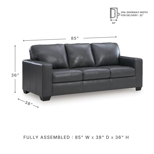Image of Signature Design by Ashley Bolsena Contemporary Leather Match Sofa Sleeper with Loose Seat Cushions and Bi-Fold Memory Foam Mattress, Queen, Gray