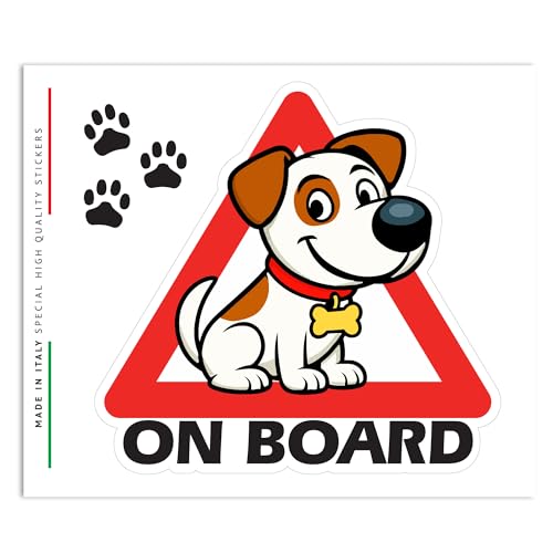 Adesivo Cane a Bordo per Auto, Alta Qualità, Made in Italy, 13 x 16 cm