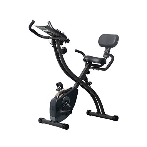 Bicicleta Estática Plegable con Respaldo, Bicicleta Fitness Pantalla LCD 8 Niveles de Resistencia, Pulsómetro Bicicleta de Ejercicios Aeróbicos Gimnasio Casa Peso máx 120 kg