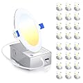 Ensenior 24 Pack 4 Inch LED Recessed Ceiling Light, Dimmable, 2700K-6000K 6CCT, 750LM 9W 120V, High Brightness Canless Wafer Downlight - ETL&FCC&IC
