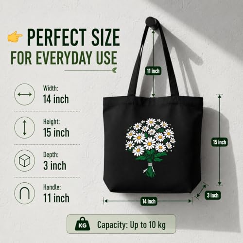 Image of Canvas Tote Bag for Women with Zipper & Pocket(Pack of 1) | Stylish Cotton Handbags for College | Aesthetic Tote Bag for Office, Shopping, Travel, Beach & Daily use