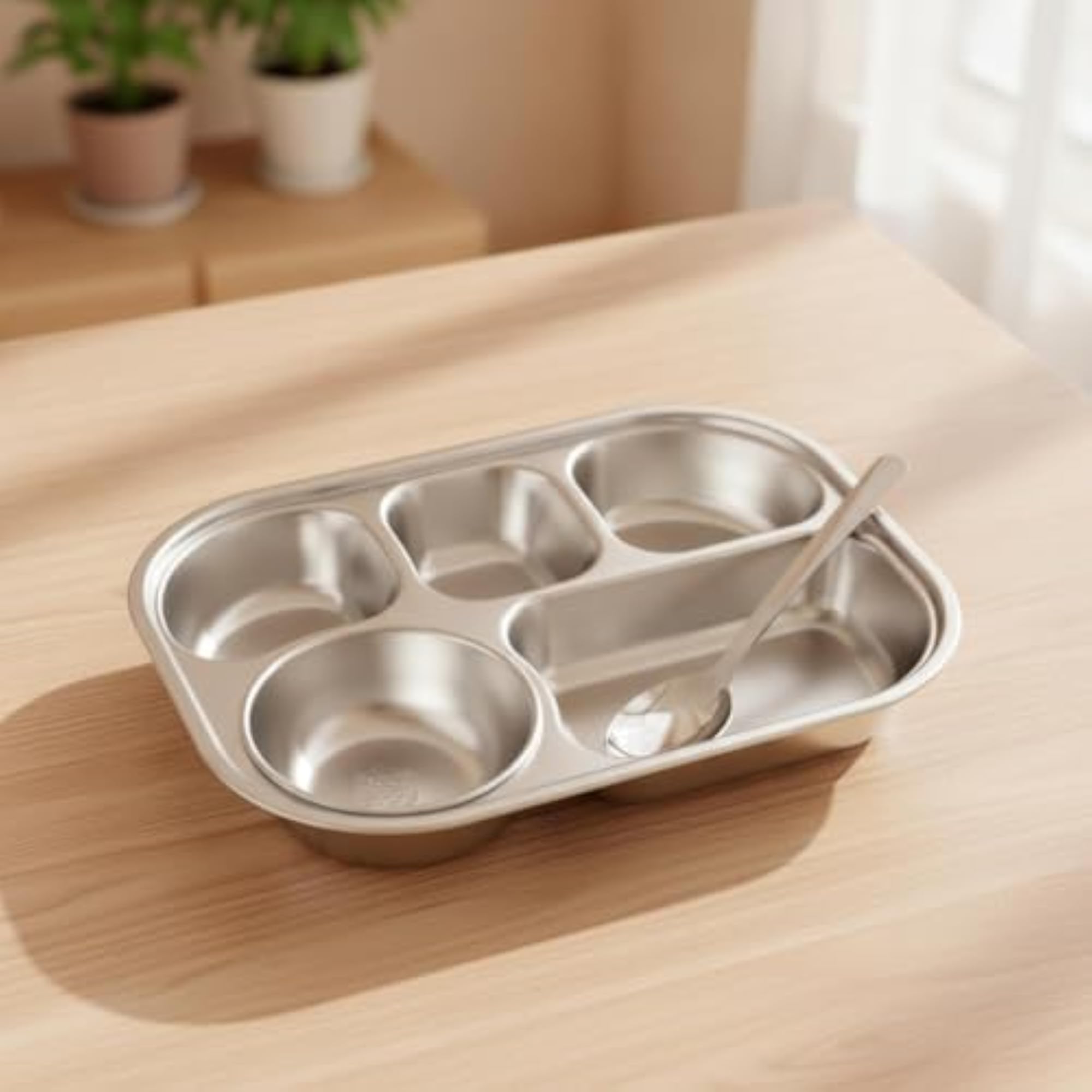 Divided Tray with Bowl and Spoon for Kids