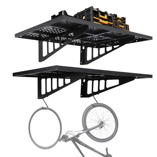 Garage Wall Shelving, 2-Pack 2x3ft Wall Shelf Garage Storage Rack Wall Garage Shelves Wall Mounted Floating Shelves, 560lbs Load Capacity, for Garage,