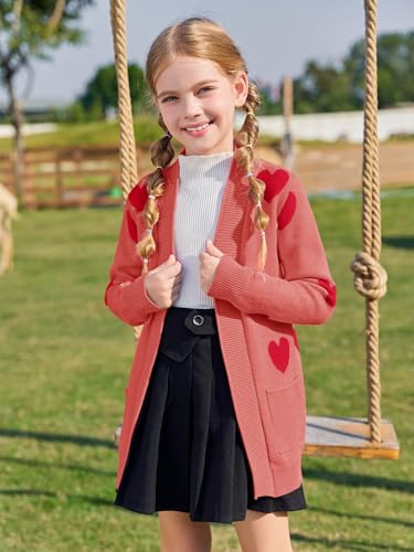 Image of Girls Cardigan Kids Open Front Oversized Sweater with Pockets | Casual Cardigans, Soft Knit, Long Sleeve, Uniform Cardigan for Girls, 7-14 Years
