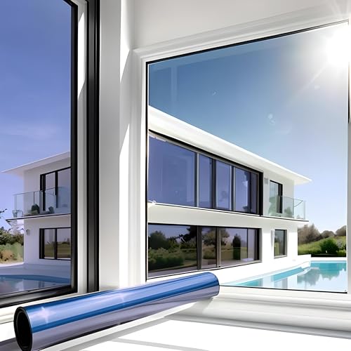 MARAPON® Vinilos para Ventanas con Efecto Espejo [105x200 cm] INKL. eBook   Lámina de Espejo para Ventana, protección UV, protección infrarroja – lámina de adherencia estática