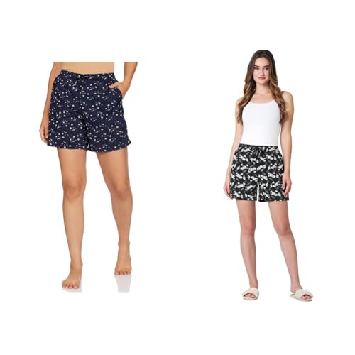 Image of Van Heusen Women's Cotton Lounge Shorts | Lightweight | Breathable Cotton | Relaxed fit | Printed | Comfortable Everyday Wear | Style 55501|Available in Pack of 1 & 2