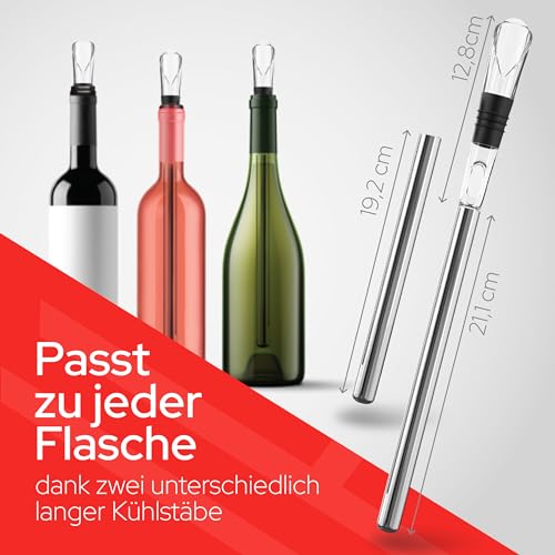 Foto von Haber&Kremer® (2x) Weinkühlstab - Perfekte Kühlung - Hochwertiger Weinkühler Stab verkörpert Eleganz - Enthält praktischen Acryl Ausgießer & zuverlässigen Verschlussstopfen