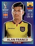 2022 Panini World Cup Qatar Stickers Blue Parallel Soccer #ECU12 Alan Franco Ecuador Group A Officially Licensed Sticker Single Card (small, paper thin 49x69 mm)