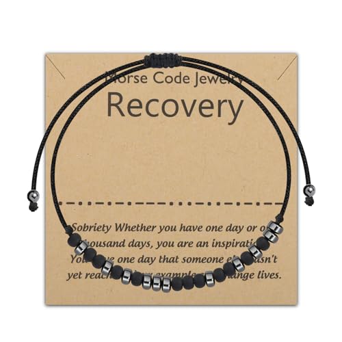 PLITI Sobriety Recovery Bracelet - Addiction Gift - AA NA Alcoholics Anonymous - Morse Code - New Beginning