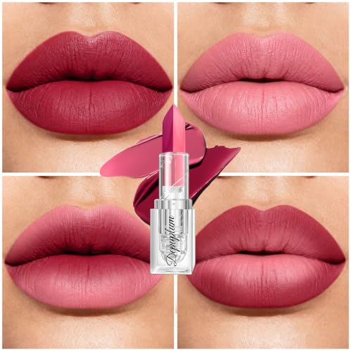 Image of Depuplum Pink Matte Lipstick Dark Purple Lipsticks for Women Dual Tone