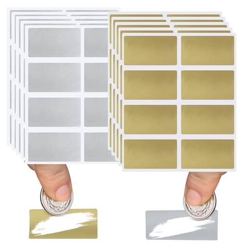 VEGCOO 272 Pcs Cartes à Gratter, 42 x 23mm Autocollant à Gratter, Scratch Card Sticker, Cartes à Gratter Rectangle pour DIY Carte Postale Surprise Secret,...
