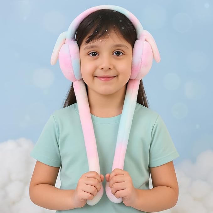 Trending Kids Winter Ear Muffs/Rainbow Unicorn & Rabbit Moving Ear Bunny Warmers with Chu Chu Sound/Soft Plush Hair Cover for Girls, Boys & Adults/Cute Winter Muffler Headband – Random Colours 3