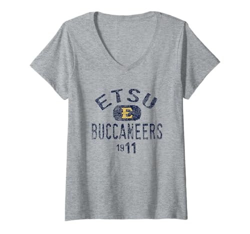 Womens East Tennessee State Buccaneers Vintage 1911 Logo V-Neck T-Shirt