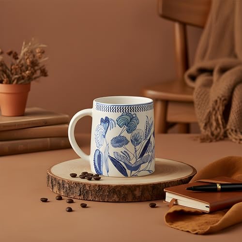 Image of miah decor Ceramic Tea Coffee Cups Set Matte Printed Small Chai Mug Drinkware Microwave Safe for Home & Restaurant-300 ml (MD-742)