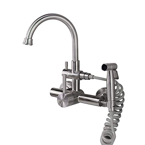 Robinet de cuisine mural encastré en acier inoxydable 304 orientable