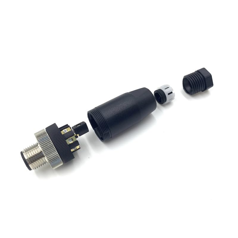 10Pcs M12 8 Pin Male Connector, Straight Field Assembly Wireable Adapter 12mm A Code Industrial Circular Connector IP67 Waterproof Sensor for PG7 Cable Unshiled 30V 2A AC/DC for Electric Bicycles