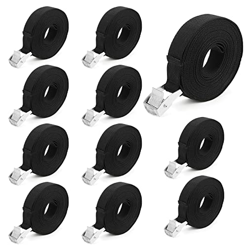MUKCHAP 12 Pack 1m x 25mm Tie Down Lashing Straps, Heavy Duty Tensioning Belts Cam Buckle Tie Down Straps for Motorcycle, Cargo, Trailer, Trucks, Kayak, Boat, Luggage, Black