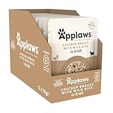 Applaws Premium Natural Katzenfutter Nass, Huhn mit Wildreis in Brühe 70g Portionsbeutel (12x70g )