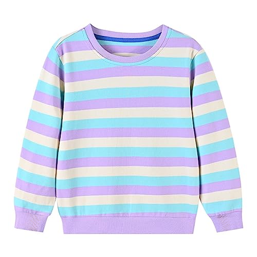 Toddler Baby Striped Sweatshirts Boys Girls Long Sleeve Crewneck Pullover Tops Children Casual (Purple, 5-6 Years)