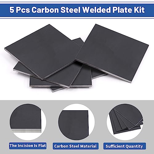 Glarks 5Pcs 3" x 3" Welding Coupons, 1/8" Thick 11 Gauge Mild Steel Welding Kit Welding Steel Plate DIY Welding Cuboid Coupons Weld Training and Practice Steel Suitable for MIG TIG Arc (3" x 3") by GLARKS - Image 3