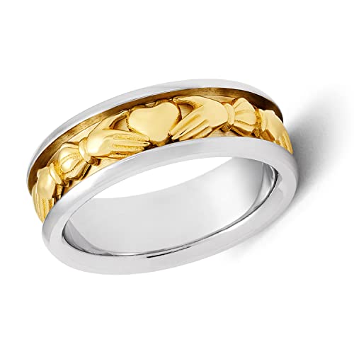 Two Tone 14 karat Gold Rings Claddagh Wedding Band – Handmade Nice...