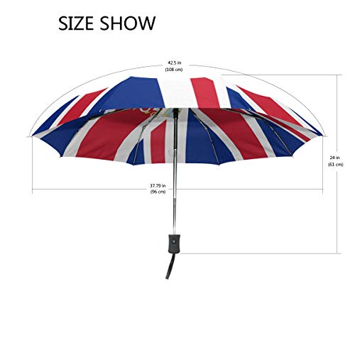 Chinein Travel Umbrella Auto Open Compact Folding Sun & Rain Protection London British Flag National Emblem #TOP2