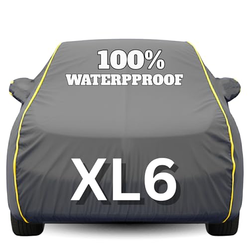 Image of Waterproof Car Body Cover - 100% Water Proof Custom Fit New Car Covers, Outdoor Full Protecting Cover for Xl6 (All Models) with Free Storage Bag - UV, Rain & Dust, All Weather Protection