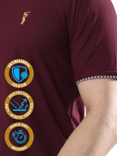 Image of STELLERS Men's Polo T-Shirt | Jacquard Collar| Feather Touch Feel |Regular Fit| Odour Resistant| Anti-Static| Wrinkle Free | Quick Dry | Stretchable | Lightweight | Sweat-Proof