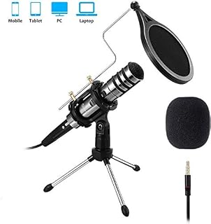 Recording Microphone, EIVOTOR 3.5mm Condenser Microphone Plug and Play, PC Microphone with Filter