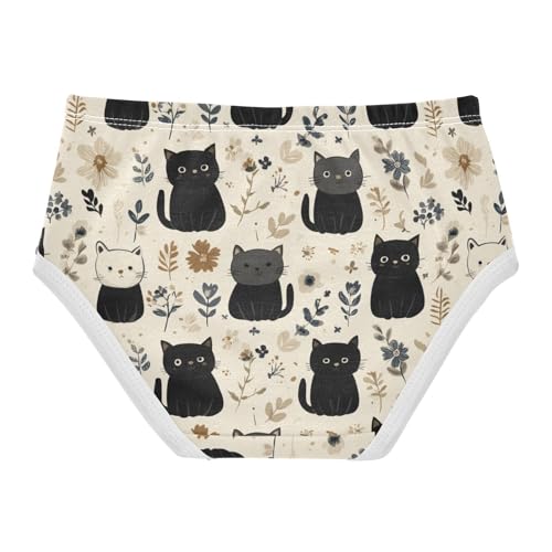 Wusikd Cute Black Cats Flowers Girls' Underwear Cotton Girls Briefs Soft Toddler Underwear 2T2