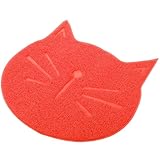 NUOBESTY rutschfeste Katzen und Hundefuttermatte 38x38cm aus PVC Rot Platzsparend für Indoor Haustierfutterplatz