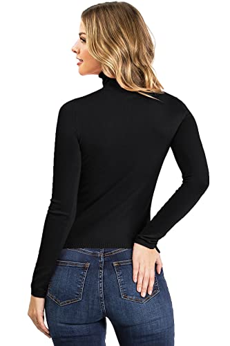 Image of Ambiance Apparel Women's Ribbed Long Sleeve Turtleneck Top