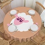 POOEDSO Cute Little Sheep Tablecloths 60in Round lace Waterproof Family Table Cover Tablecloth Kitch