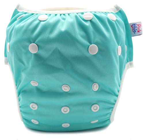 PINK & BLUE - Pañal de bebé reutilizable y ajustable para niños y niñas (trajes de baño), talla (4-16 kg) - Ecológico, suave para la piel del bebé (TURQUOISE)