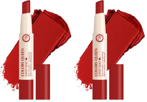 Image of Colors Queen Color Stay Matte Lipstick | Highly Pigmented with Smooth One Swipe Application | Ultra Matte Finish | Smudge Proof & Waterproof | Long Lasting Lipstick for Women (10 - Hot Red, 2.1g)