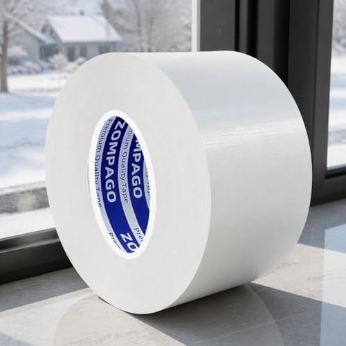Image of ZOMPAGO White Window Weather Sealing Tape 2.4in x 33FT, Cloth Draft Stopper for Sliding Door & Gap Filler, Strong Adhesive Window Seal Tape Air Conditioner Door Weather Stripping Insulation