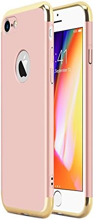 iPhone 8 Case, CASELEAF 3 in 1 Stylish Ultra Thin And Slim Hard Case {Support Wireless Charging} Coated Non Slip Matte Surface with 3 Detachable Parts for Apple iPhone 8 (2017) (Rose Gold)