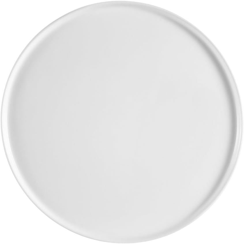 CAC China Porcelain Round Flat Pizza Plate, 12-Inch, Super White, Box of 12