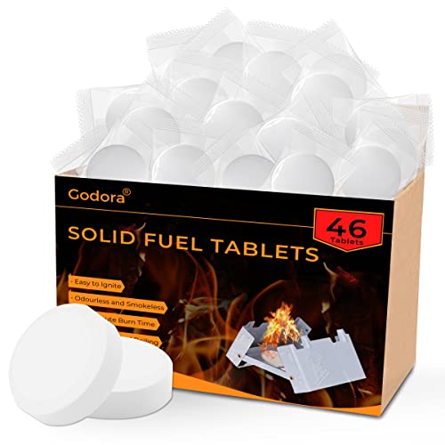 Comparison: Best Solid Fuel For Stove 7 Godora 46 PCS Solid Fuel Tablets, Powerful 1300-Degree Fuel, Easy to Light, Waterproof for Backpacking, Camping, and Emergency Use - Eco-Friendly