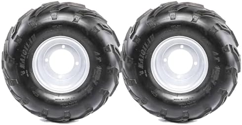 16x8-7 ATV Go Kart Wheel 200/55-7 16x8x7 7 Inch Tire Tube with 4 Lug Rim Assembly 110mm Wheels for UTV Quad Golf Cart Lawn Mower Buggy Dune Moped 4 Wheeler Drift Trike Taotao Polaris Sunl (1 Pack)